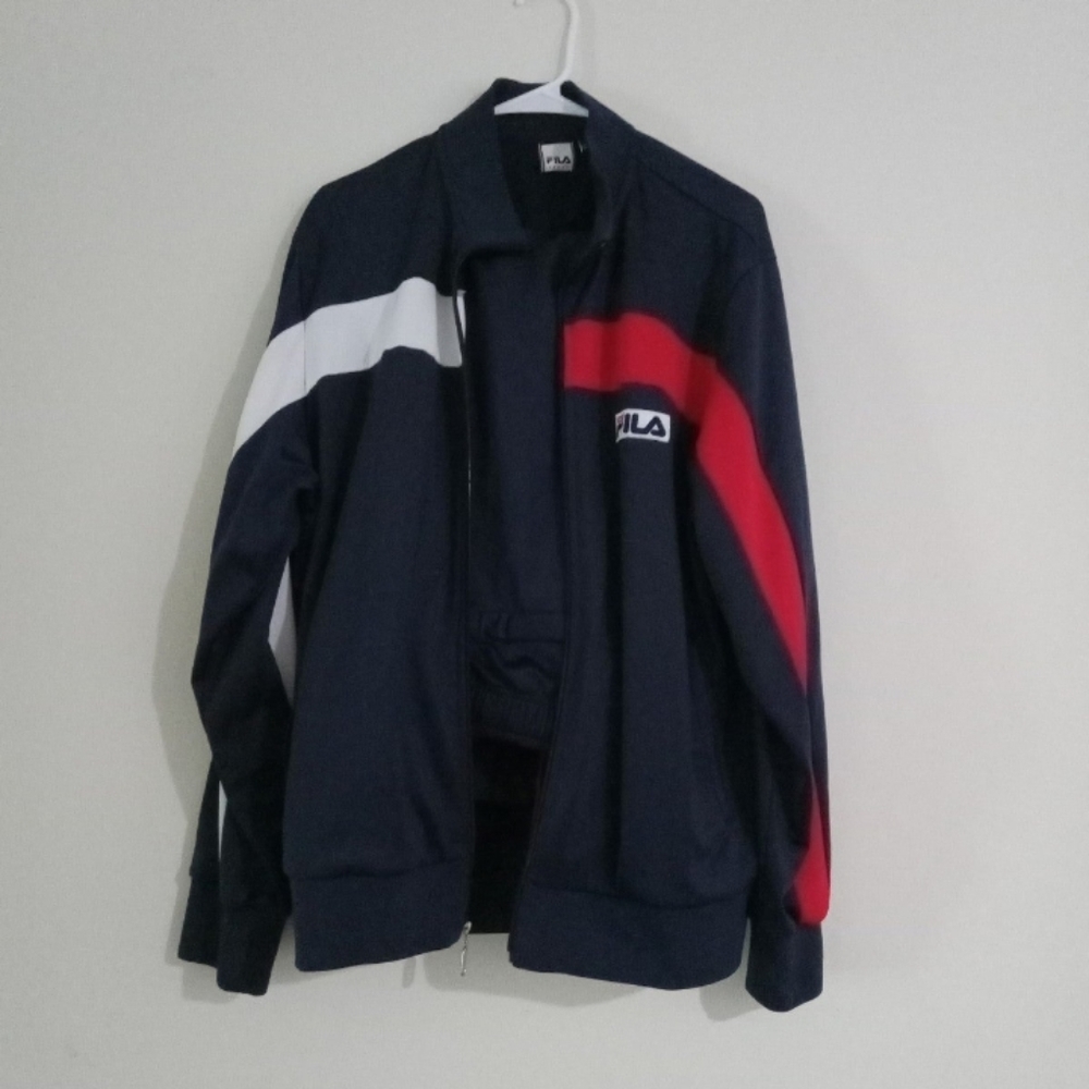 Blue, red & white Fila tracksuit..jacket is a large, pants are medium
